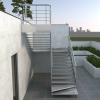 Escalier extérieur élégant en acier inoxydable avec rampe horizontale pour complexe commercial de luxe