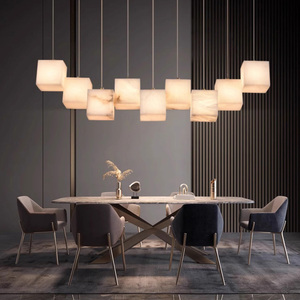 Modern Minimalist Square Box <strong>Natural</strong> Marble Pendant <strong>Light</strong> Spanish Alabaster <strong>Shade</strong> for Hotel Lobby Living Room Kitchen Island - Product Image 6