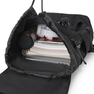 North American and European-style Large-capacity Drawstring Flap <b>Backpack</b>, Casual with Lid, Trendy and Cool Mens - Product Image 3