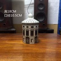 Pot à bougie en céramique style château rétro avec couvercle en forme de cône de pin, boîte cadeau personnalisée, décoration aromatique pour la maison, l'hôtel, Noël