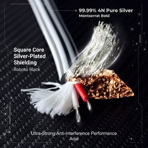 Câble audio carré en argent pur 99,99 % à 2 conducteurs, fiche RCA OFC plaquée argent épaisse, blindage dense en cuivre argenté pour amplificateur et haut-parleur Hi-Fi - Product Image 5