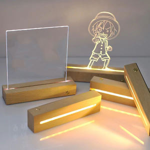 LED luce da <span class=keywords><strong>tavolo</strong></span> basamento Wireless LED lampada da <span class=keywords><strong>tavolo</strong></span> da <span class=keywords><strong>tavolo</strong></span> 3D porta lampada rettangolo luce notturna in legno Base lampade - Product Image 2