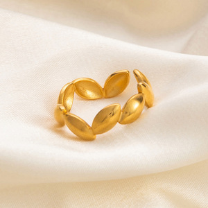Irregular Leaf <b>Ring</b> 18K Gold Plated Stainless Steel Unisex Fashion Jewelry Gift - Product Image 1