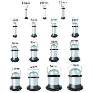 1 paire de plugs en verre pour tunnel, 1,6 mm-16 mm, calibres à simple évasement, boucles d'oreilles avec anneau en O noir, bijoux d'étirement pour unisexe - Product Image 4