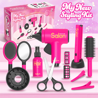 Jeu de Coiffure de Simulation 14 Pièces pour Enfants avec Sèche-Cheveux Jouet, Fer Plat, Peigne, Miroir et Outils de Maquillage