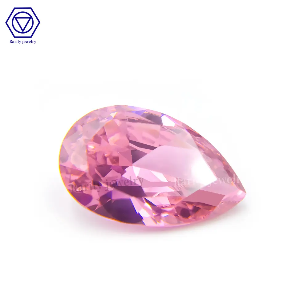Rarity Factory customized cubic zirconia large size 20*30mm pear-shaped cz high quality pink zircon for jewelry