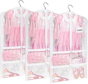 Fundas para Ropa de Niños, para Disfraces de Danza, con Bolsillo Transparente, Impermeables, Color Rosa, Tamaño Infantil, Funda Protectora de Tela contra el Polvo, de Poliéster - Product Image 6