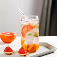Verre en verre borosilicate de qualité alimentaire 12oz 16oz 20oz 24oz pour bière, boisson et jus, avec couvercle en bois et paille, direct usine