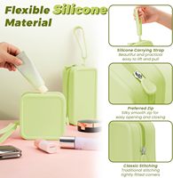 Pochette cosmétique en silicone imperméable avec fermeture éclair, petite pochette de voyage pour femmes et filles, organiseur de maquillage, rangement pour articles de toilette
