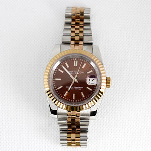 Reloj Mecánico Automático de Diseño de Lujo, Dorado y Marrón, con Puntero de Acero Inoxidable, Movimiento NH35, Relojes para Hombre - Product Image 2