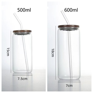 Vaso Transparente <span class=keywords><strong>de</strong></span> 20oz/16oz con Tapa <span class=keywords><strong>de</strong></span> Bambú y Pajita <span class=keywords><strong>para</strong></span> Margarita, Café Helado, Té, Refresco, Whisky, <span class=keywords><strong>Agua</strong></span> y Cerveza - Apto <span class=keywords><strong>para</strong></span> Lavavajillas - Product Image 2
