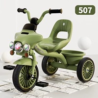 Tricycle en métal pour bébé, vélo à 3 roues avec lumières et musique, voitures à pédales en plastique, 2-7 ans, emballage en boîte couleur, modèle 506 avec CE EN71