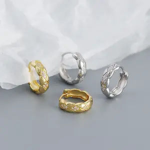 Brincos de círculo de zircônia cúbica, delicado, dourado, polido, alto, espelhado, redondo, de diamante geométrico, anéis de círculo