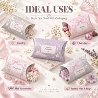 Boîte cadeau pliable en carton imprimé personnalisé avec cordon décoratif et nœud, petite boîte d'emballage pour cadeaux