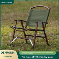Chaise pliante Kermit en bois de hêtre pour l'extérieur, chaise de camping en Oxford 1000D, mobilier portable en bois massif pour les voyages, les pique-niques, les parcs et la pêche