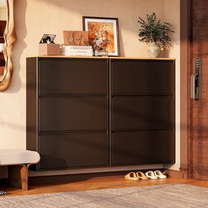 Zapatero Moderno IYANEN de Acero con Puerta Abatible, Mueble Zapatero Metálico con Tapa de Madera para Entrada y Pasillo - Product Image 1