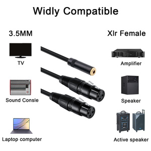 Factory OEM Conector hembra de 3,5mm a <span class=keywords><strong>doble</strong></span> <span class=keywords><strong>Cable</strong></span> estéreo XLR hembra de 3 pines Dual Xlr a 3,5 MM TRS Adaptador de <span class=keywords><strong>cable</strong></span> de micrófono Cables de audio - Product Image 2