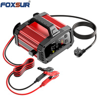 Chargeur de batterie Foxsur 2027 12V 25A 24V 15A avec fonction de réparation pour batteries plomb-acide et LiFePO4, et booster de démarrage pour voiture et moto