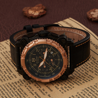 2024 nouvelle personnalisation sportive montre à Quartz pour hommes avec calendrier multi-fuseau horaire fonction de plongée bracelet en cuir boîtier en acier inoxydable