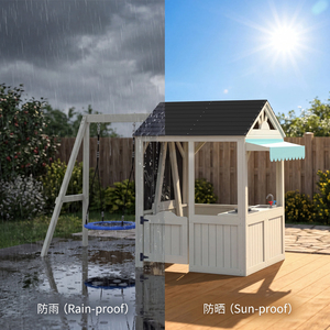 Aire de jeux pour enfants en bois, abri de <span class=keywords><strong>jardin</strong></span> imperméable <span class=keywords><strong>avec</strong></span> <span class=keywords><strong>toboggan</strong></span> - Product Image 6