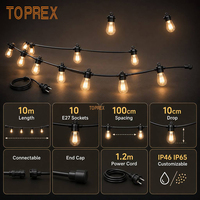 Guirlande lumineuse TOPREX 220V avec douilles E27, câble en caoutchouc de 10m, 10 prises, espacement de 100cm, connectable, éclairage décoratif, vente en gros