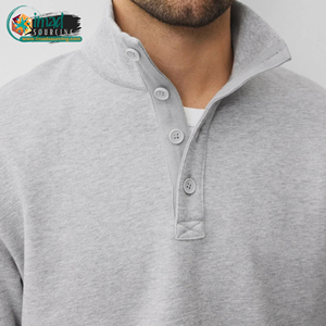 Sudadera Casual para Hombre, Cuello Alto con Botones, Algodón Terry, Manga Larga, Suave, Cálida y Cómoda para Uso Diario - Product Image 4