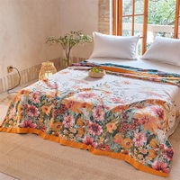 Plaid multifonctionnel en coton jacquard à motifs ethniques, teinture réactive, avec pompons, pour canapé, bureau, ou comme châle de sieste