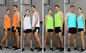 العرف الرجال والنساء سريعة الجافة عاكسة تشغيل القميص صدرة للجري عداء القميص الجري قميص بدون أكمام - Product Image 5