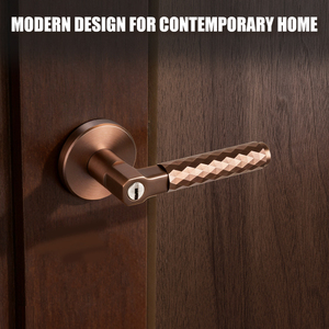 Poignée de porte à levier Tianyi en bronze moleté avec serrure, rosette ronde, entrée à clé, ensemble de quincaillerie moderne pour chambre à coucher - Product Image 3