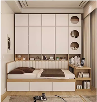 Lit mural Murphy en bois moderne personnalisable avec design pliable invisible, lit pliable réglable pour économiser de l'espace, pour la maison et l'hôtel