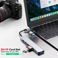 Concentrateur USB 2-en-1 à double connecteur, 8-en-1, USB 3.0, 2.0, Audio 3.5mm, Charge PD, Lecteur de cartes SD TF, Adaptateur Multiport, Hub USB 3.0