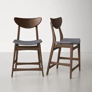 Taburete de madera sólida tapizada para Bar, asiento moderno de mediados de siglo para casa, cocina, Isla, respaldo completo, 24 ", Juego de 2 - Product Image 3