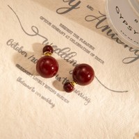 Boucles d'oreilles clous Ancora pour femme en alliage rouge, résine unique avec goutte d'huile, style géométrique rétro, touche d'élégance automnale raffinée