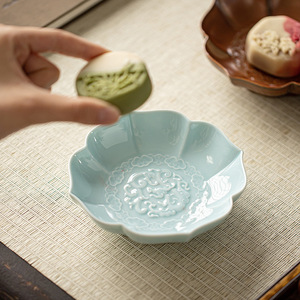 Plat en céramique en forme de fleur, plat à fruits en porcelaine pour cérémonie du thé, petit bol, plateau d'offrande - Product Image 2