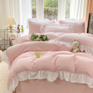 Juego de Ropa de Cama de 4 Piezas, Estilo Coreano, 100% Poliéster Tejido, Venta Directa de Fábrica - Product Image 4