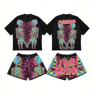 Conjunto de Camiseta deportiva informal para hombre, ropa de calle de verano sólida de poliéster/algodón de punto transpirable - Product Image 2