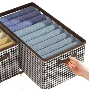 Houndstooth Clothing Organizer Box Foldable Rectangle <b>Storage</b> Solution For <b>Wardrobe</b> Home Use - Product Image 1