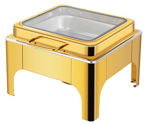 ชุดอุ่นอาหารหรูหรา รุ่น 2025 ขนาด 9 ลิตร สีทอง พร้อมถาดแบ่งอาหาร ชุดอุ่นอาหารสำหรับจัดเลี้ยง งานแต่งงาน บุฟเฟ่ต์ วัสดุสแตนเลส ใช้เชื้อเพลิง เหมาะสำหรับโรงแรม - Product Image 5