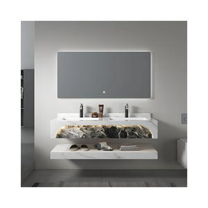 Juego de baño Premium con lavabo de cuarzo pulido Gabinete de <span class=keywords><strong>espejo</strong></span> LED <span class=keywords><strong>antivaho</strong></span> Bisagras de cierre suave - Product Image 4