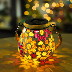 Lanterne à suspendre en mosaïque solaire, éclairage <span class=keywords><strong>de</strong></span> jardin étanche pour patio, chemin et cour, cadeaux <span class=keywords><strong>de</strong></span> Noël et d'Halloween - Product Image 5