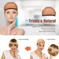2 pièces/paquet Capuchons de perruque en nylon Capuchons de bas extensibles pour femmes Sans colle Noir Mesh & chair Silk Liner Weaving Wig Hair Net