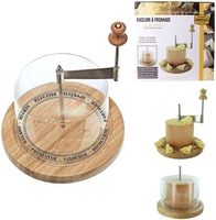 Totally Addict KD3160 Racloir Râpe À Fromage D18.6 X H24.5 Bois Beige Gris Transparent En Acier Inoxydable En Plastique Cloche Fromage Outils