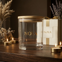 Pot à bougie en verre de luxe vide personnalisé en usine, 8oz 10oz 14oz avec couvercle et boîte cadeau, logo personnalisé, vente en gros