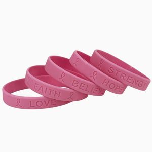 Factory Customize <b>Breast</b> Cancer Prevention Awareness <b>Silicone</b> Custom Logo Information Promotional Rubber Bracelets - Product Image 4
