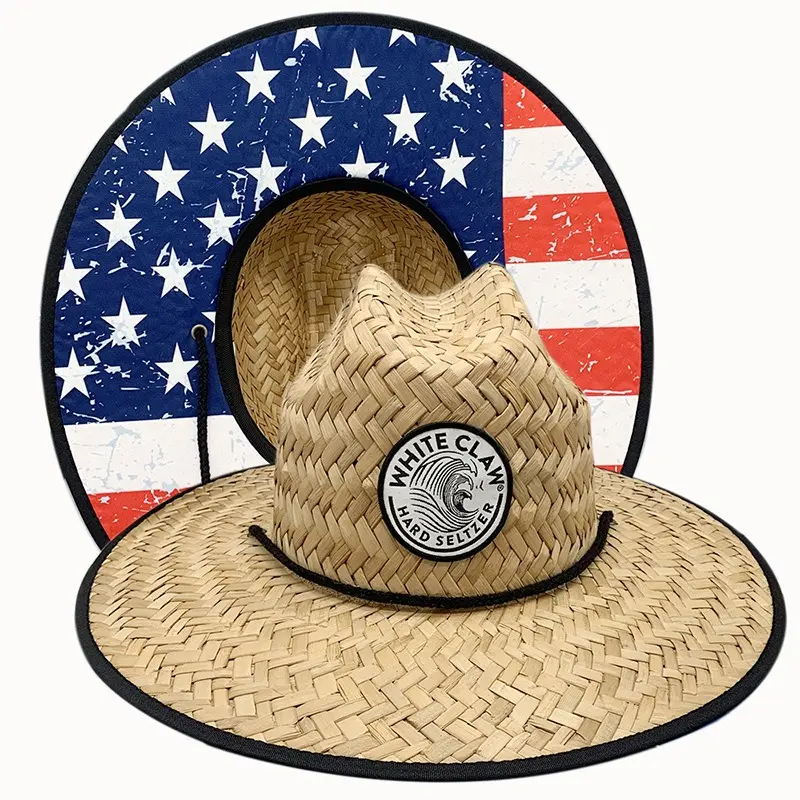 High Quality Designer Fashion Wholesale Summer Spring Custom Lifeguard Sun-proof Straw Beach Hat with Big Brim