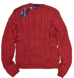 Vibrant Red Women's <b>Cable</b> - <b>Knit</b> <b>Sweater</b> with Round Neck - Product Image 1