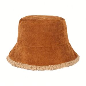 Corduroy <b>Warm</b> and Thickened Bucket <b>Hat</b> Winter Plush Unisex <b>Warm</b> <b>Hat</b> Customizable Reversible Bucket <b>Hat</b> - Product Image 2