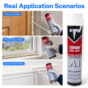 Scellant en mousse de polyuréthane personnalisé TIAN JIAN A24 500 ml, séchage rapide, adhésif PU monocomposant pour la construction de portes et de fenêtres - Product Image 5