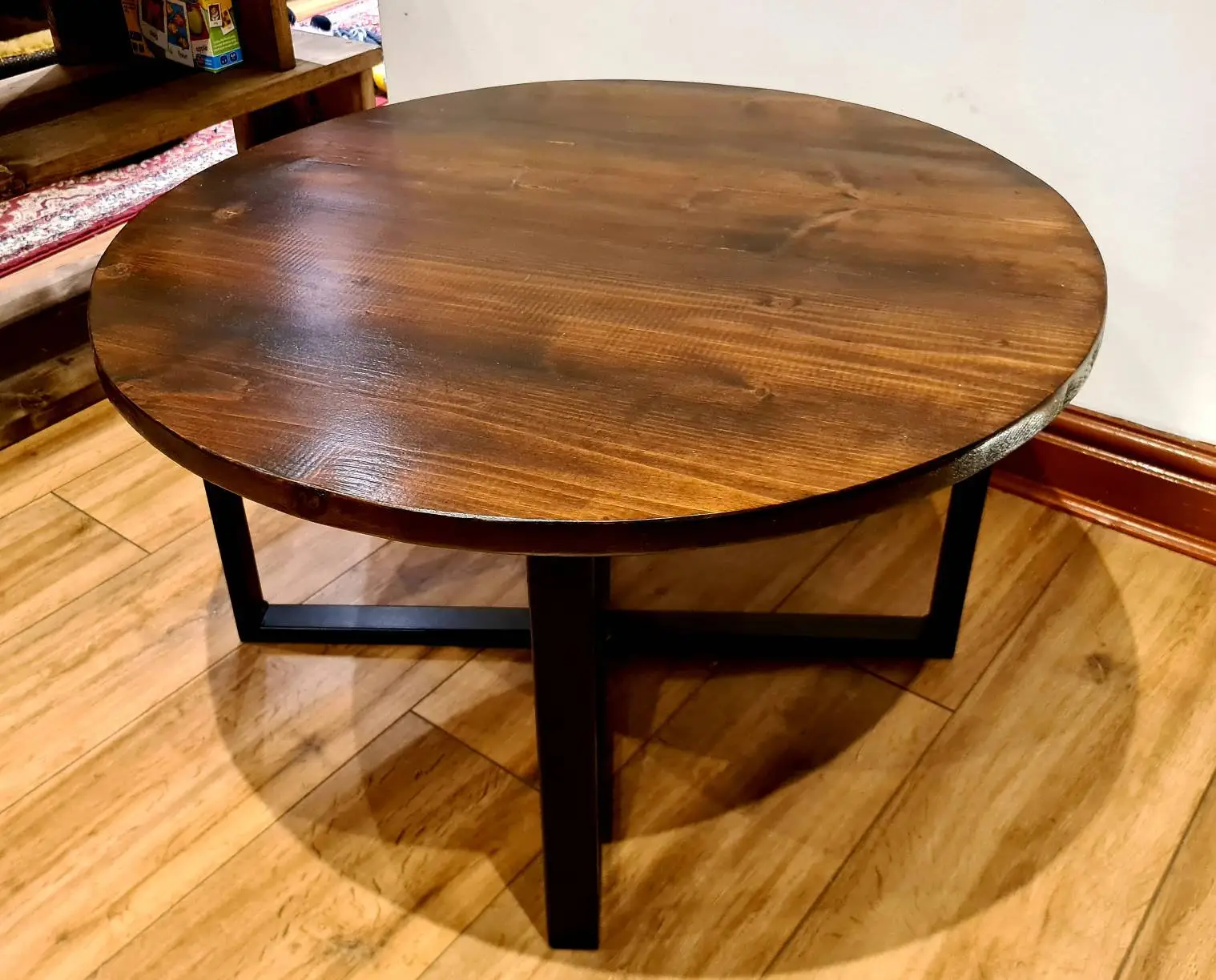 Meja kopi bersarang Set meja kopi 2 untuk ruang tamu kayu meja kopi bulat