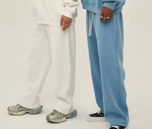 <span class=keywords><strong>Pantaloni</strong></span> elasticizzati larghi Casual da uomo in <span class=keywords><strong>cotone</strong></span> di alta qualità e spessi 350g <span class=keywords><strong>con</strong></span> cintura in bianco <span class=keywords><strong>con</strong></span> apertura a fondo ampio e rilassato - Product Image 1